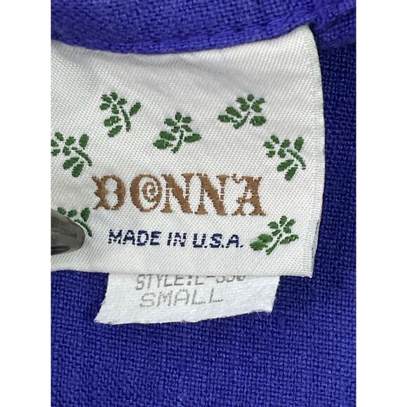 Vintage Donna Linen Dress Shirt Set Small Blue Embroidered Cottage Core Boho - Picture 10 of 11